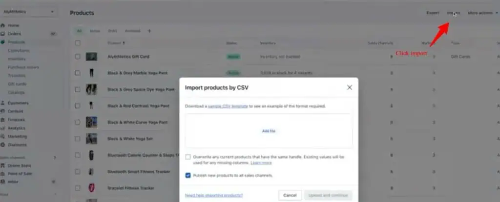 Click on Import