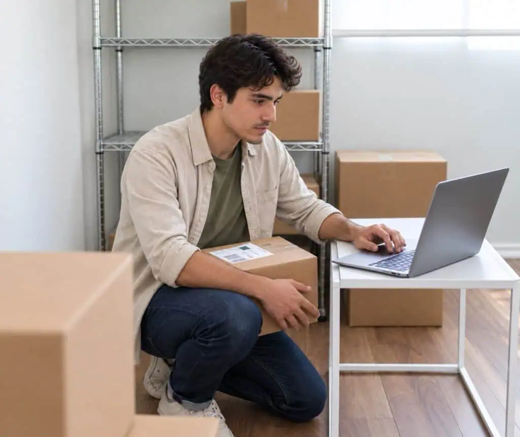 Man managing print on demand orders