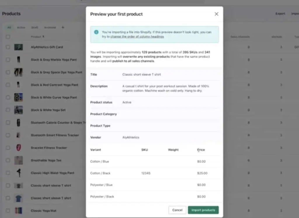 Review the Import and check the product information