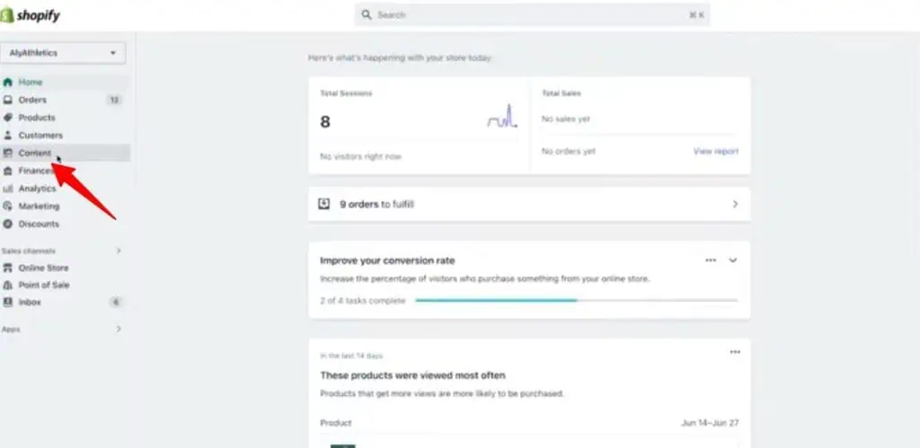 Go to Content in the sidebar