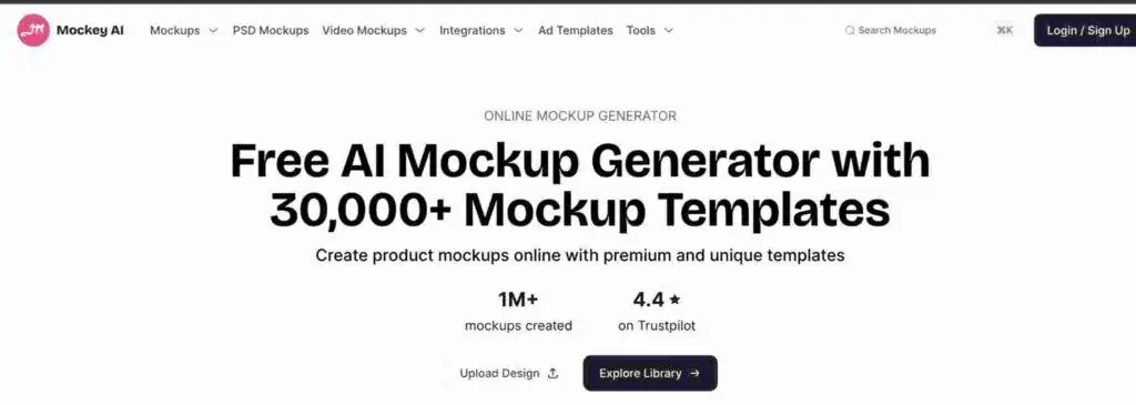Homepage of mockey ai