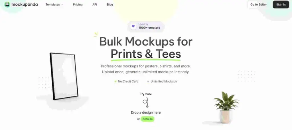 Homepage of mockup panda