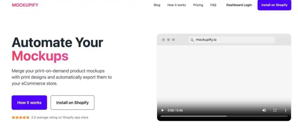 Homepage of mockupify