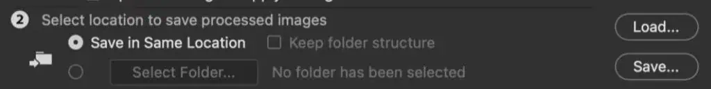 Select where to save the processed Images